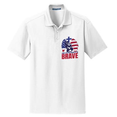 Land Of The Free Because Of The Brave Soldier Cross Dry Zone Grid Polo