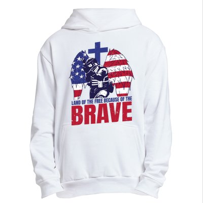 Land Of The Free Because Of The Brave Soldier Cross Urban Pullover Hoodie