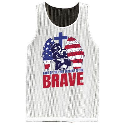 Land Of The Free Because Of The Brave Soldier Cross Mesh Reversible Basketball Jersey Tank