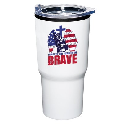 Land Of The Free Because Of The Brave Soldier Cross Tumbler