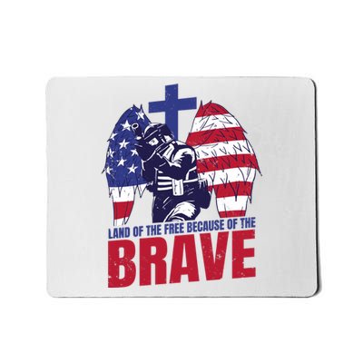 Land Of The Free Because Of The Brave Soldier Cross Mousepad