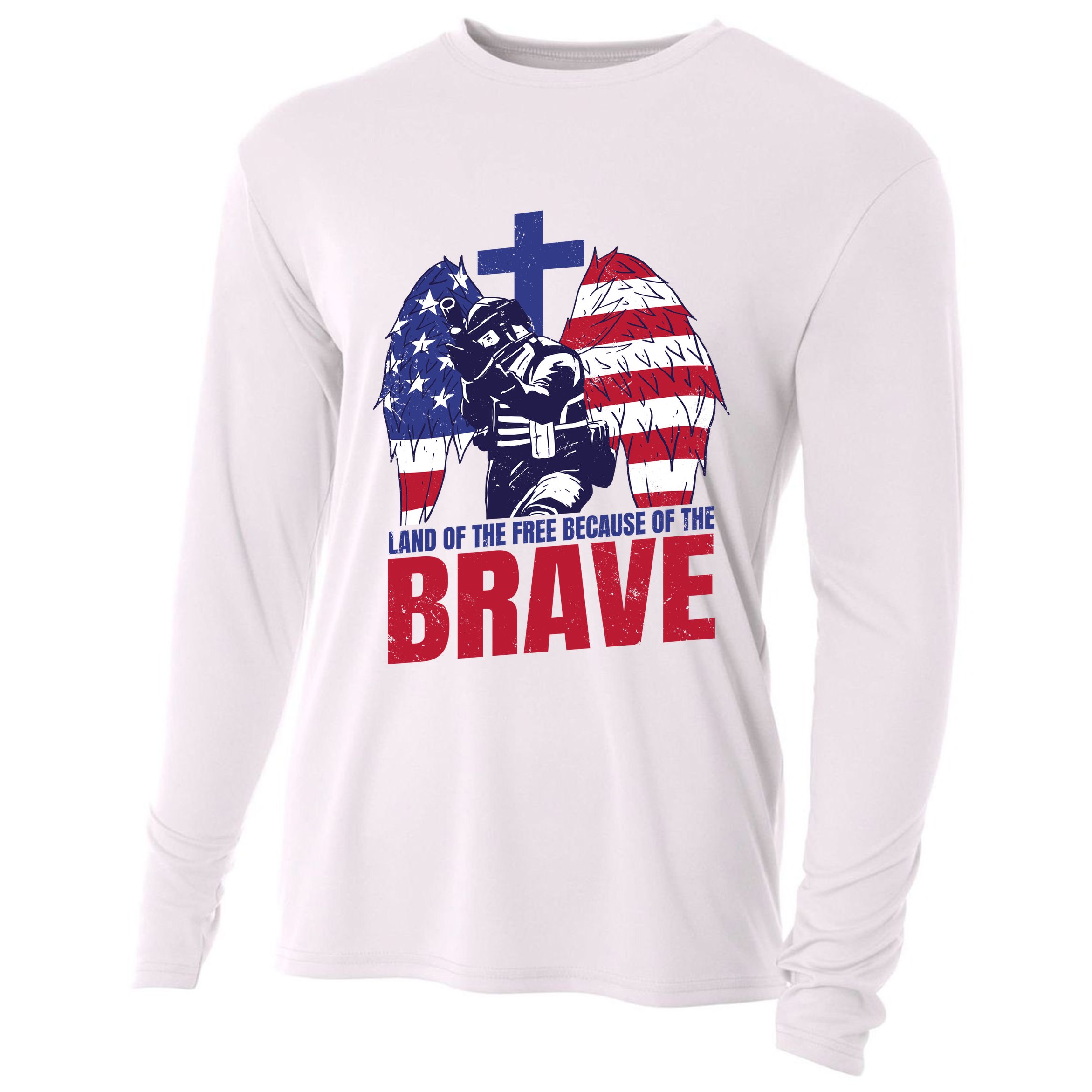 Land Of The Free Because Of The Brave Soldier Cross Cooling Performance Long Sleeve Crew
