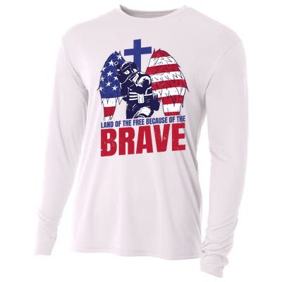 Land Of The Free Because Of The Brave Soldier Cross Cooling Performance Long Sleeve Crew