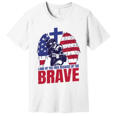 Land Of The Free Because Of The Brave Soldier Cross Premium T-Shirt