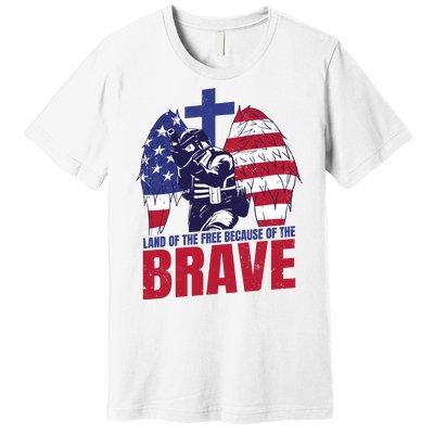 Land Of The Free Because Of The Brave Soldier Cross Premium T-Shirt