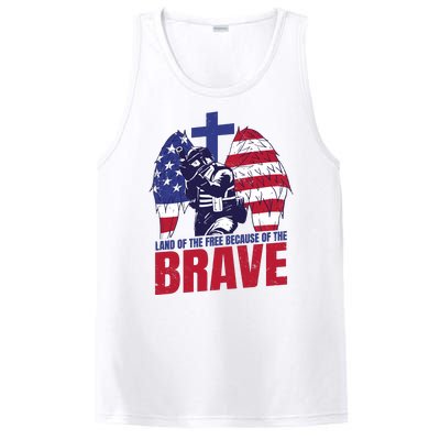 Land Of The Free Because Of The Brave Soldier Cross PosiCharge Competitor Tank