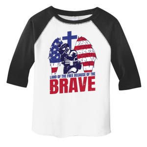 Land Of The Free Because Of The Brave Soldier Cross Toddler Fine Jersey T-Shirt