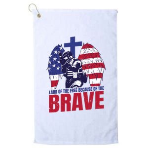 Land Of The Free Because Of The Brave Soldier Cross Platinum Collection Golf Towel