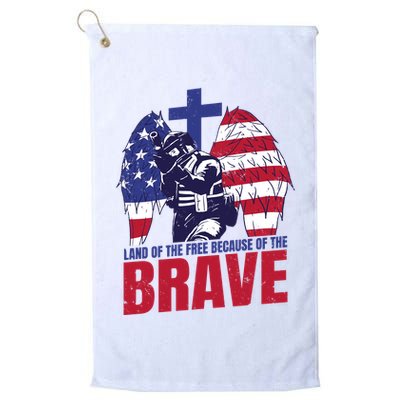 Land Of The Free Because Of The Brave Soldier Cross Golf Towel