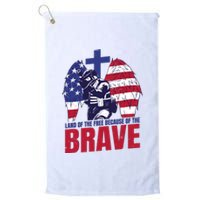 Land Of The Free Because Of The Brave Soldier Cross Platinum Collection Golf Towel