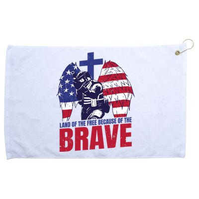 Land Of The Free Because Of The Brave Soldier Cross Grommeted Golf Towel