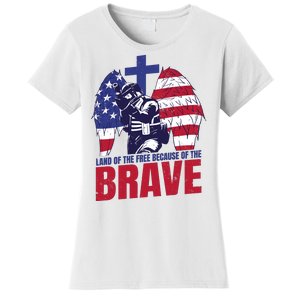 Land Of The Free Because Of The Brave Soldier Cross Women's T-Shirt