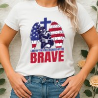 Land Of The Free Because Of The Brave Soldier Cross Womens T-Shirt