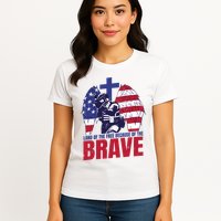 Land Of The Free Because Of The Brave Soldier Cross Womens T-Shirt