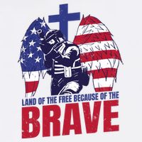 Land Of The Free Because Of The Brave Soldier Cross Womens T-Shirt