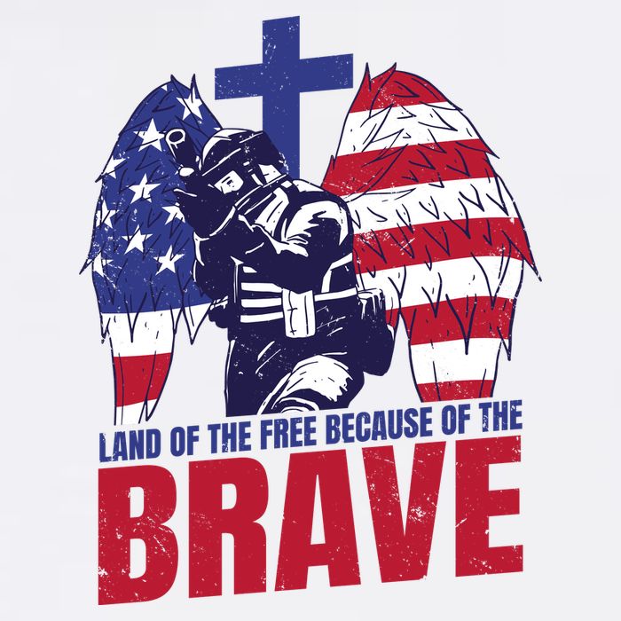 Land Of The Free Because Of The Brave Soldier Cross Womens T-Shirt