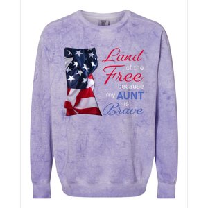 Land Of The Free Because My Aunt Is Brave Gift Veterans Day Cute Gift Colorblast Crewneck Sweatshirt