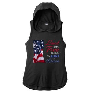 Land Of The Free Because My Aunt Is Brave Gift Veterans Day Cute Gift Ladies PosiCharge Tri-Blend Wicking Draft Hoodie Tank