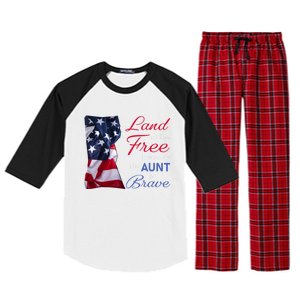 Land Of The Free Because My Aunt Is Brave Gift Veterans Day Cute Gift Raglan Sleeve Pajama Set