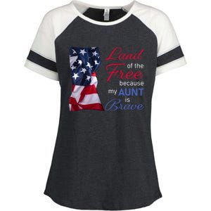 Land Of The Free Because My Aunt Is Brave Gift Veterans Day Cute Gift Enza Ladies Jersey Colorblock Tee