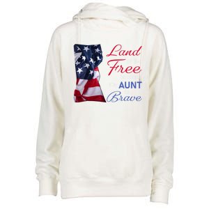 Land Of The Free Because My Aunt Is Brave Gift Veterans Day Cute Gift Womens Funnel Neck Pullover Hood