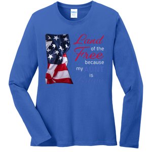 Land Of The Free Because My Aunt Is Brave Gift Veterans Day Cute Gift Ladies Long Sleeve Shirt