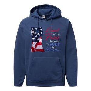 Land Of The Free Because My Aunt Is Brave Gift Veterans Day Cute Gift Performance Fleece Hoodie