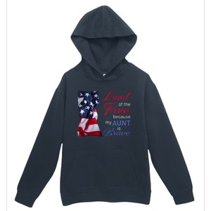 Land Of The Free Because My Aunt Is Brave Gift Veterans Day Cute Gift Urban Pullover Hoodie