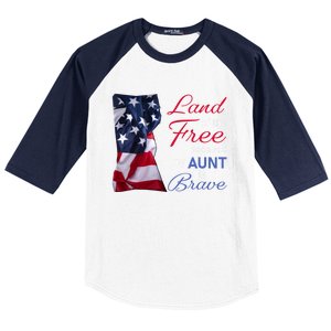 Land Of The Free Because My Aunt Is Brave Gift Veterans Day Cute Gift Baseball Sleeve Shirt