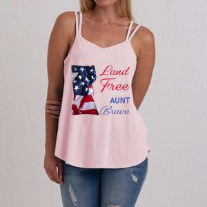 Land Of The Free Because My Aunt Is Brave Gift Veterans Day Cute Gift Women's Strappy Tank