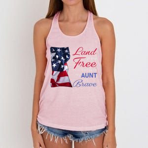 Land Of The Free Because My Aunt Is Brave Gift Veterans Day Cute Gift Women's Knotted Racerback Tank