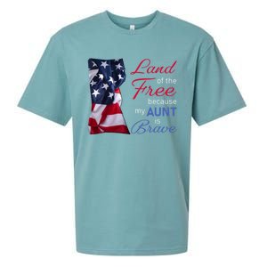 Land Of The Free Because My Aunt Is Brave Gift Veterans Day Cute Gift Sueded Cloud Jersey T-Shirt