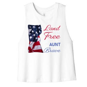 Land Of The Free Because My Aunt Is Brave Gift Veterans Day Cute Gift Women's Racerback Cropped Tank