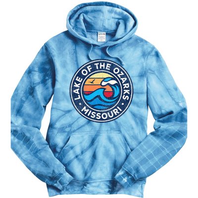 Lake Of The Ozarks Missouri Mo Vintage Nautical Waves Design Tie Dye Hoodie