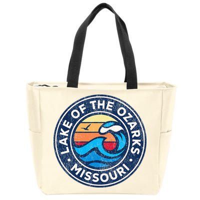 Lake Of The Ozarks Missouri Mo Vintage Nautical Waves Design Zip Tote Bag