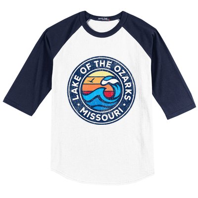 Lake Of The Ozarks Missouri Mo Vintage Nautical Waves Design Baseball Sleeve Shirt