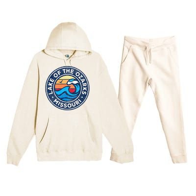 Lake Of The Ozarks Missouri Mo Vintage Nautical Waves Design Premium Hooded Sweatsuit Set