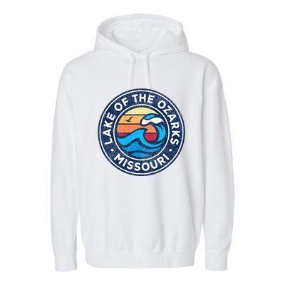 Lake Of The Ozarks Missouri Mo Vintage Nautical Waves Design Garment-Dyed Fleece Hoodie