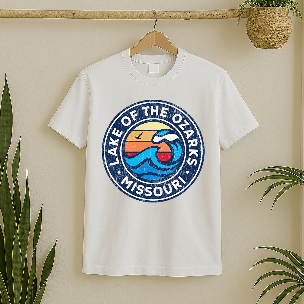 Lake Of The Ozarks Missouri Mo Vintage Nautical Waves Design T-Shirt