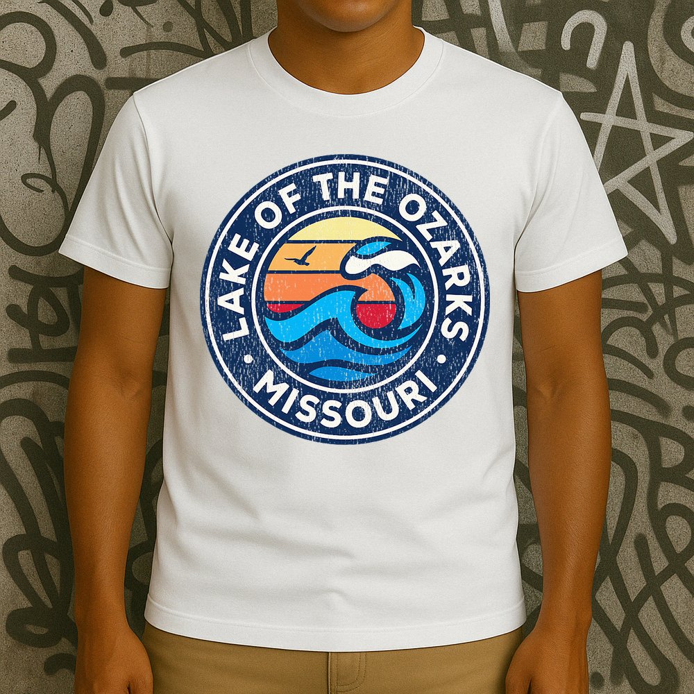 Lake Of The Ozarks Missouri Mo Vintage Nautical Waves Design T-Shirt