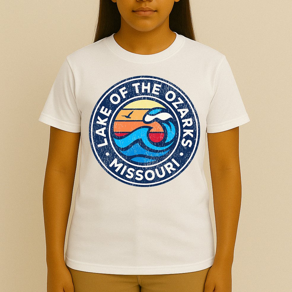 Lake Of The Ozarks Missouri Mo Vintage Nautical Waves Design T-Shirt
