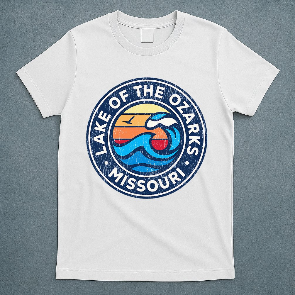 Lake Of The Ozarks Missouri Mo Vintage Nautical Waves Design T-Shirt