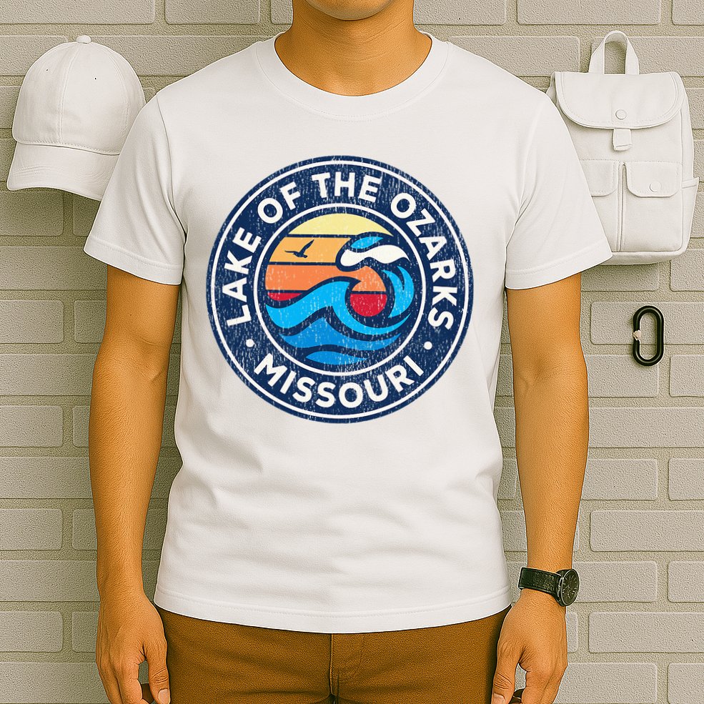 Lake Of The Ozarks Missouri Mo Vintage Nautical Waves Design T-Shirt