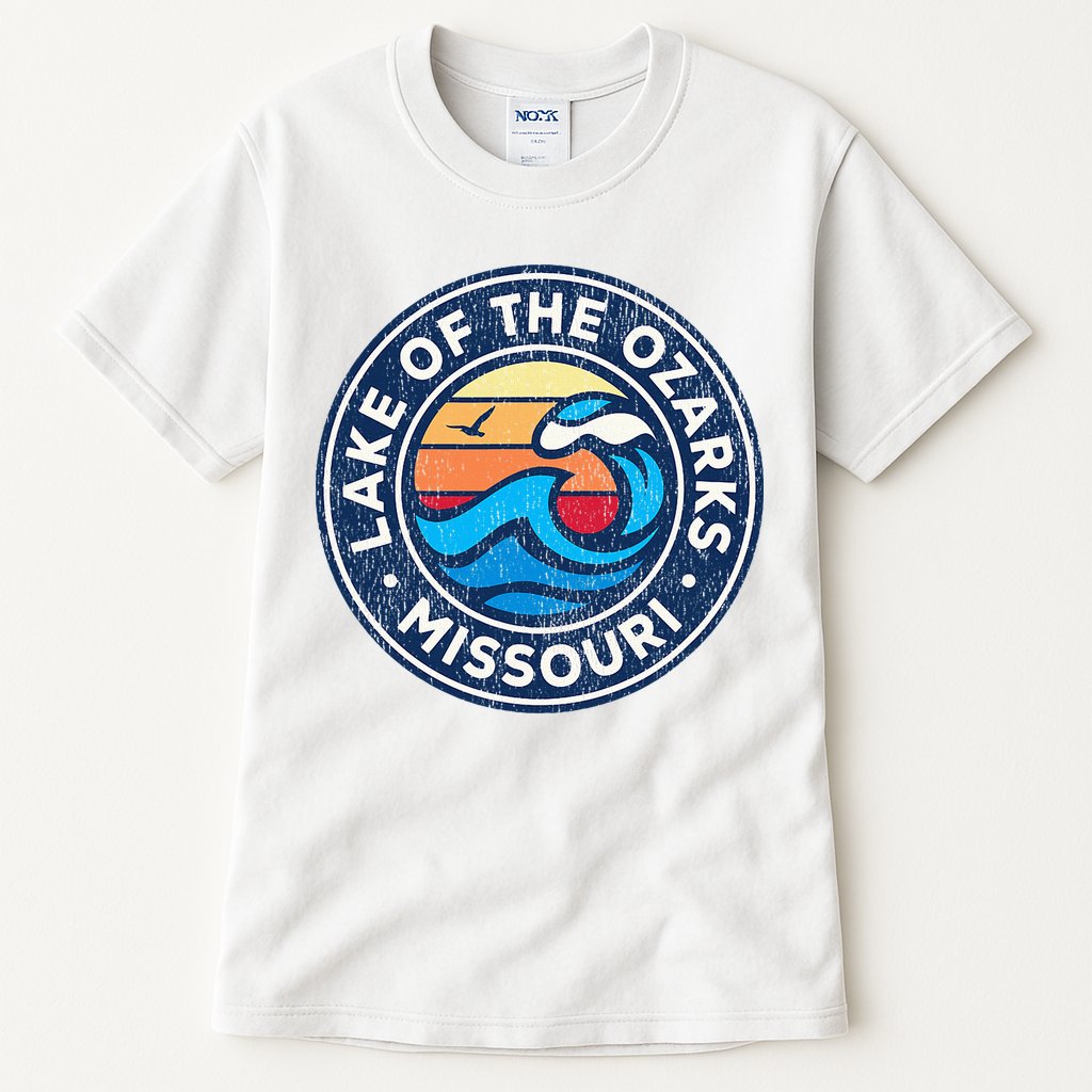 Lake Of The Ozarks Missouri Mo Vintage Nautical Waves Design Tall T-Shirt