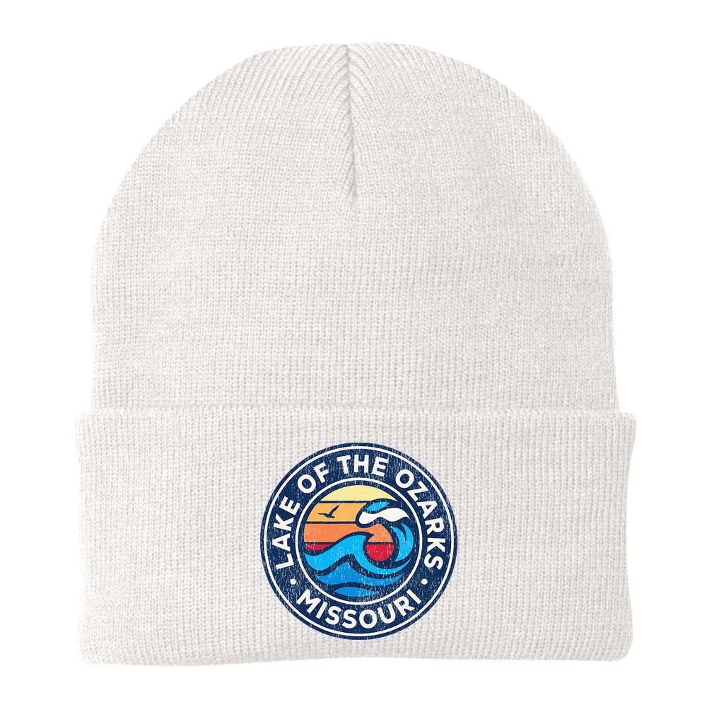 Lake Of The Ozarks Missouri Mo Vintage Nautical Waves Design Beanie