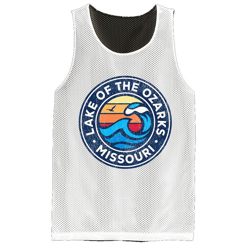 Lake Of The Ozarks Missouri Mo Vintage Nautical Waves Design Mesh Reversible Basketball Jersey Tank