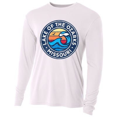 Lake Of The Ozarks Missouri Mo Vintage Nautical Waves Design Cooling Performance Long Sleeve Crew