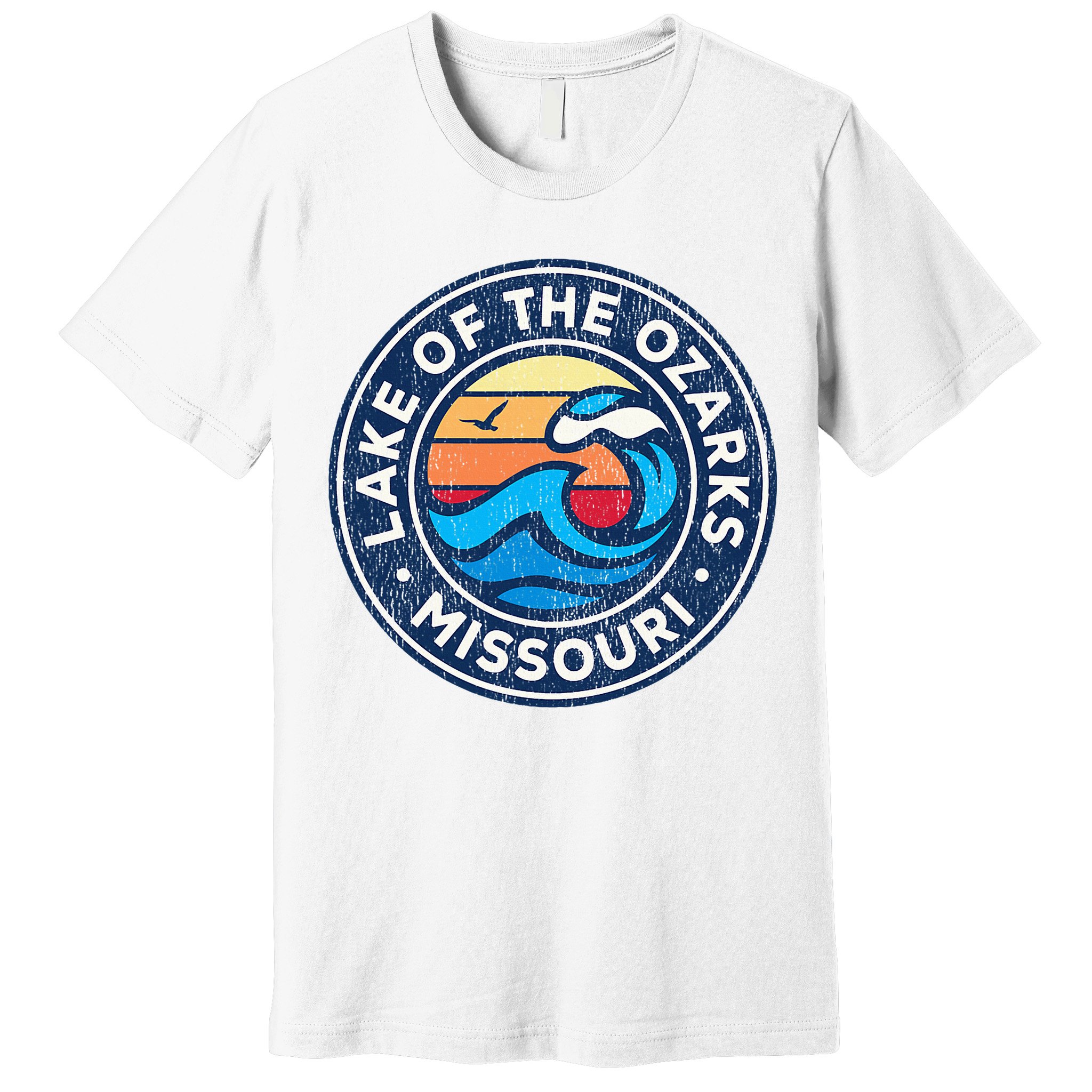 Lake Of The Ozarks Missouri Mo Vintage Nautical Waves Design Premium T-Shirt