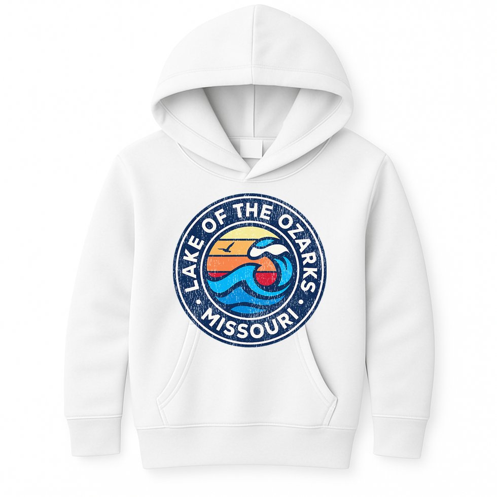 Lake Of The Ozarks Missouri Mo Vintage Nautical Waves Design Kids Hoodie
