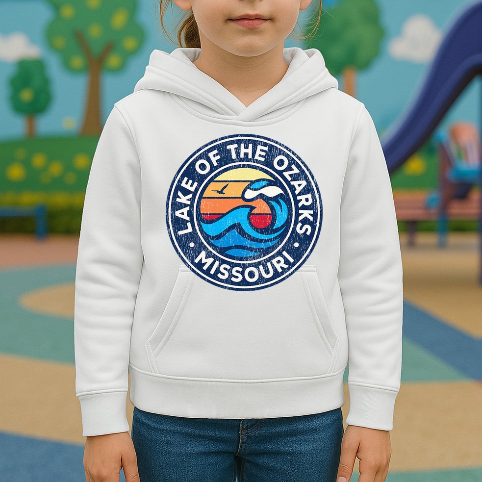 Lake Of The Ozarks Missouri Mo Vintage Nautical Waves Design Kids Hoodie